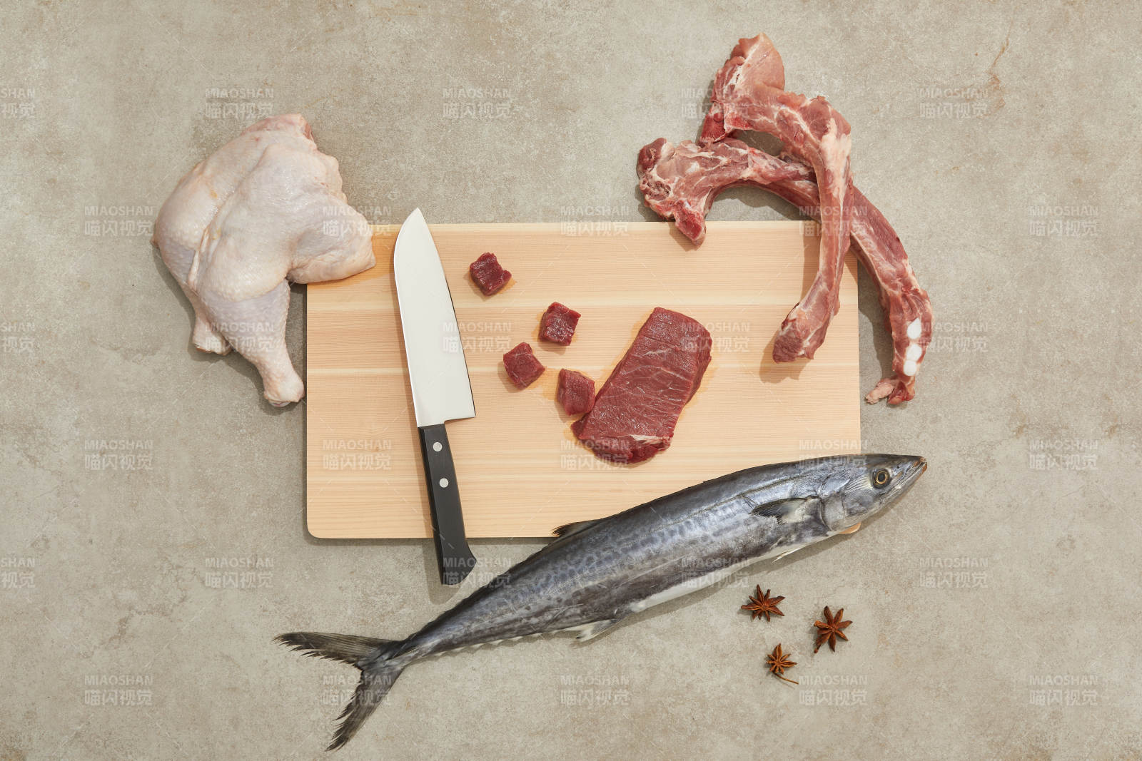 食材准备 鸡 肉 鱼图片