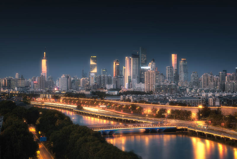 夜幕下的南京灯火辉煌图片