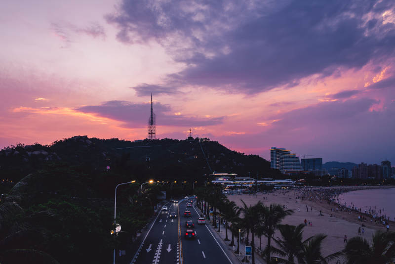 珠海，傍晚的情侣路图片