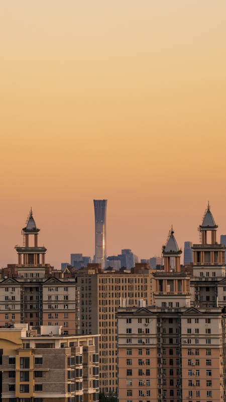 北京黄昏 高楼林立图片