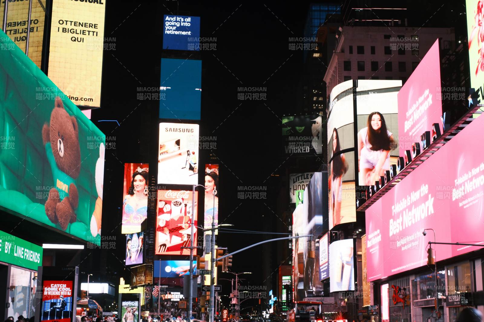 夜幕下的美国纽约时代广场图片