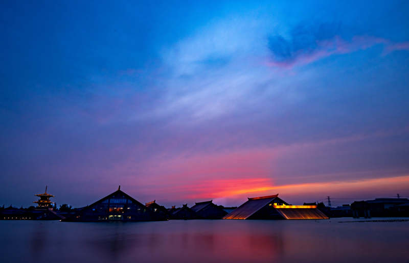 松江广富林的黄昏美景图片