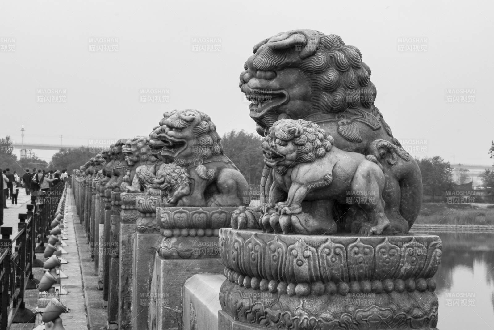 卢沟桥上的狮子雕像图片
