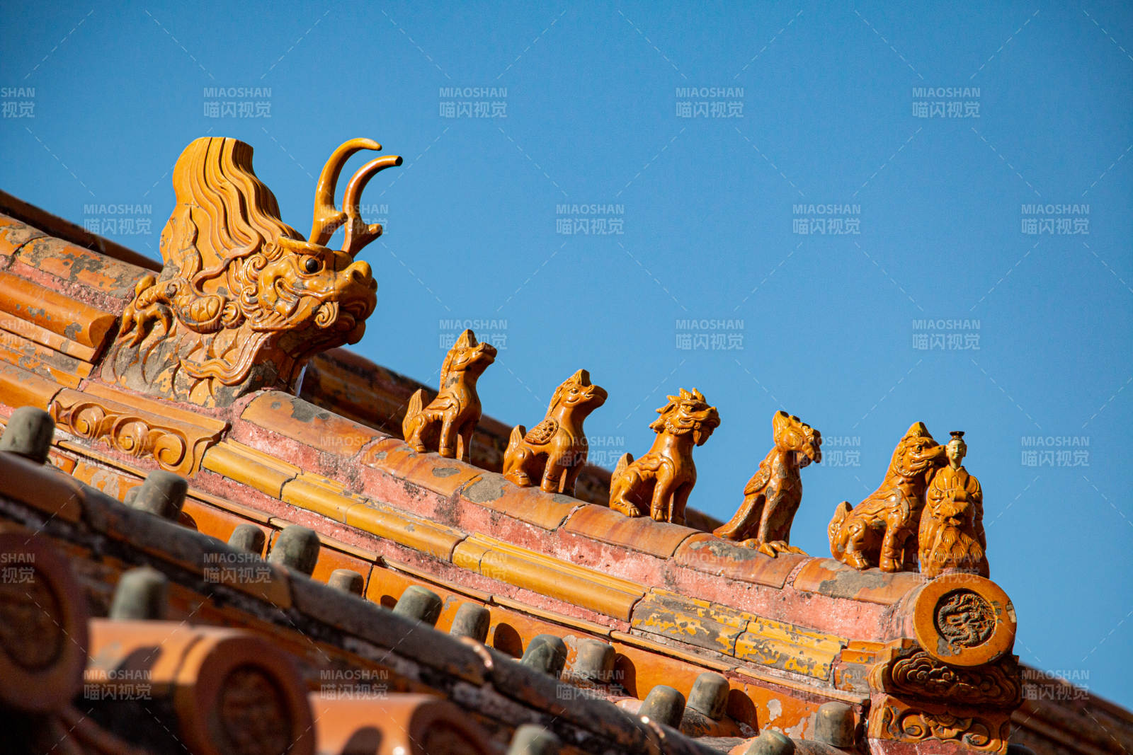 故宫屋脊兽装饰细节图片