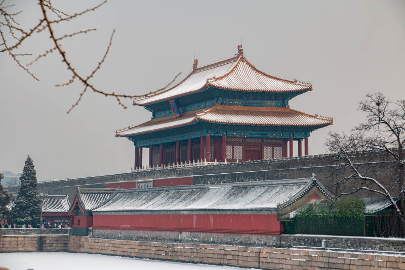雪后故宫角楼美景图片