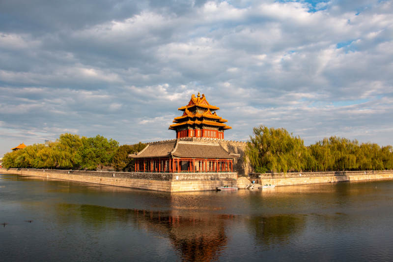 故宫角楼倒影湖中景图片