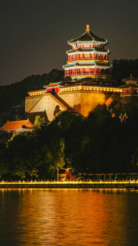 夜色中的颐和园图片