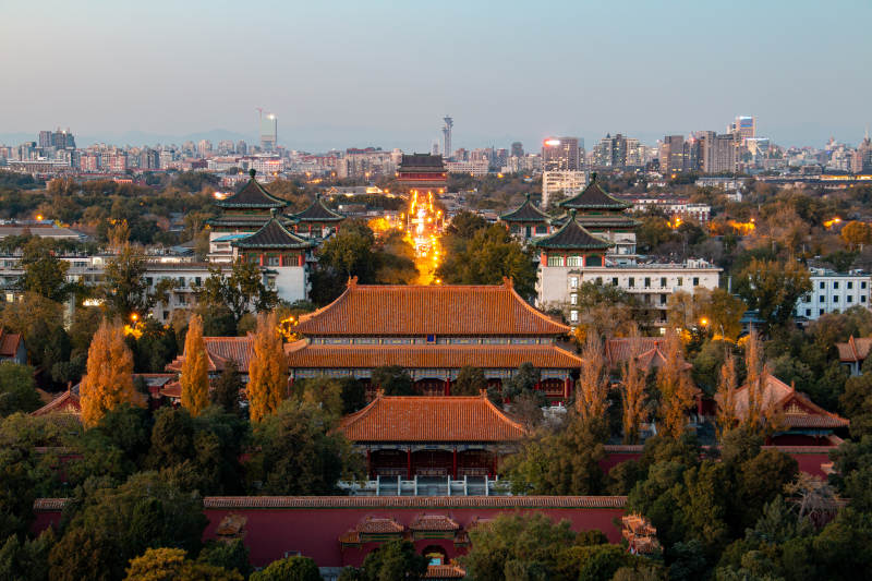 景山公园黄昏景色图片