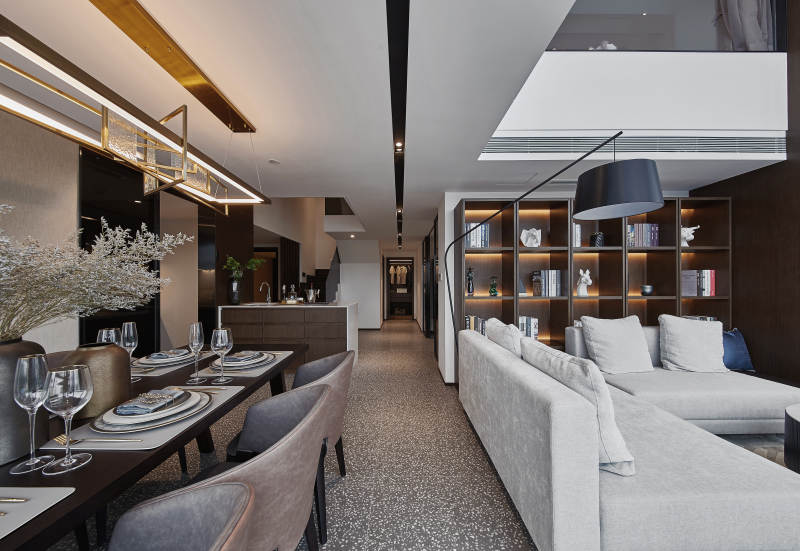 现代简约客厅与餐厅设计图片