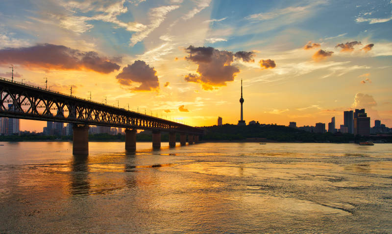 武汉长江大桥夕阳美景图片