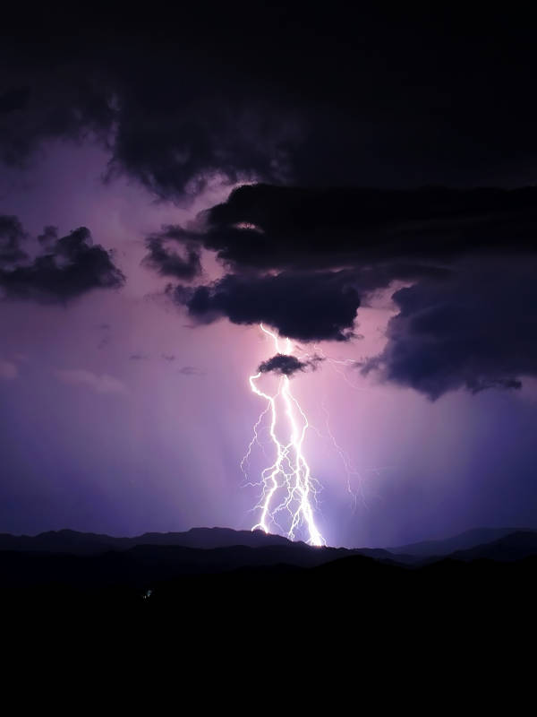 夜空闪电划破黑暗图片