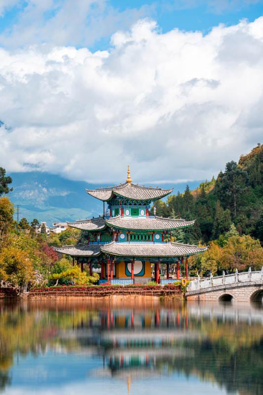 丽江古城水景亭台楼阁图片