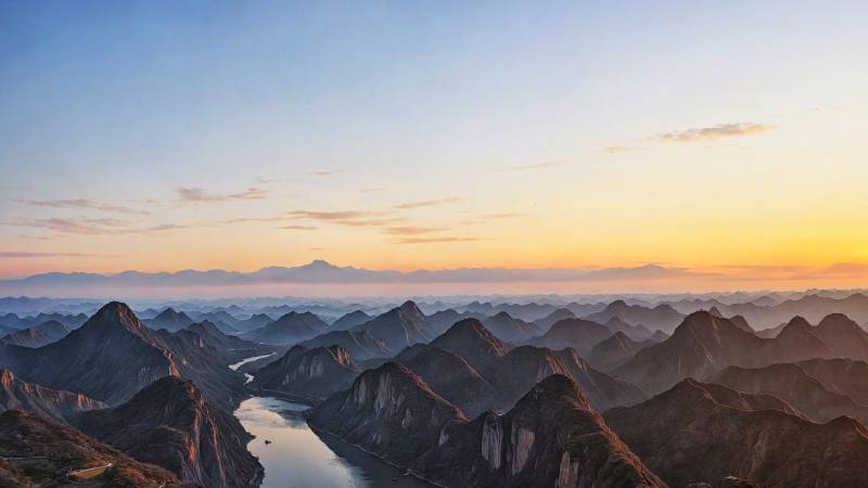 山河壮丽夕阳好风光图片