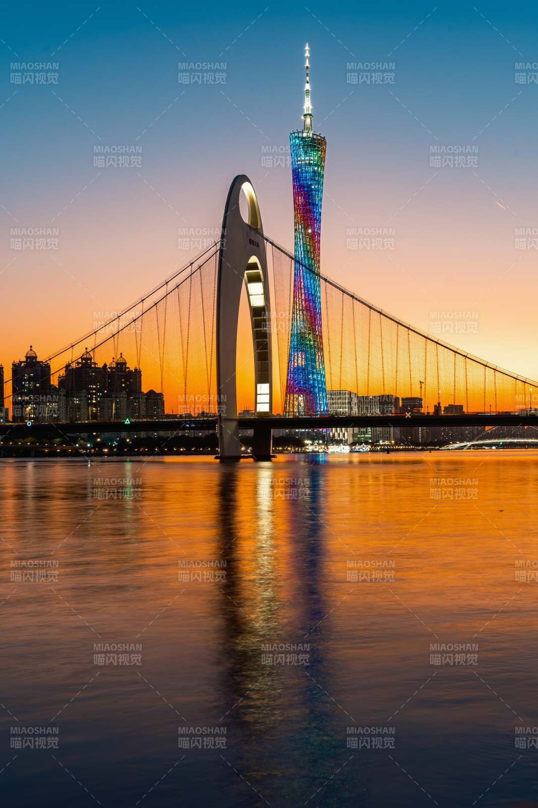 广州塔与猎德大桥夜景图片