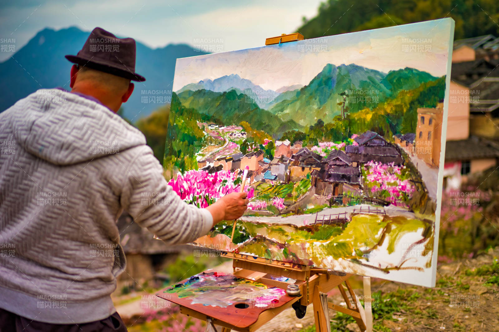 画家笔下的山村美景图片