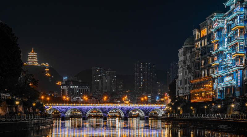 城市灯火辉煌图片