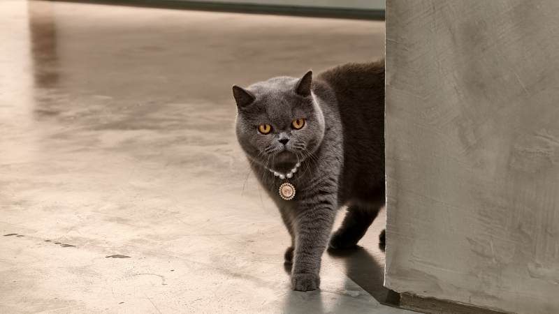 灰色猫咪悠闲漫步图片