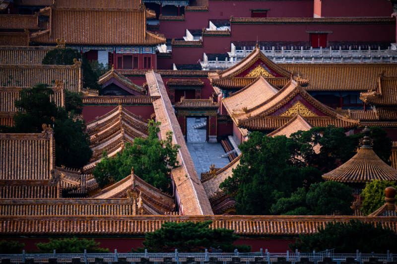 故宫古建筑群落日余晖图片