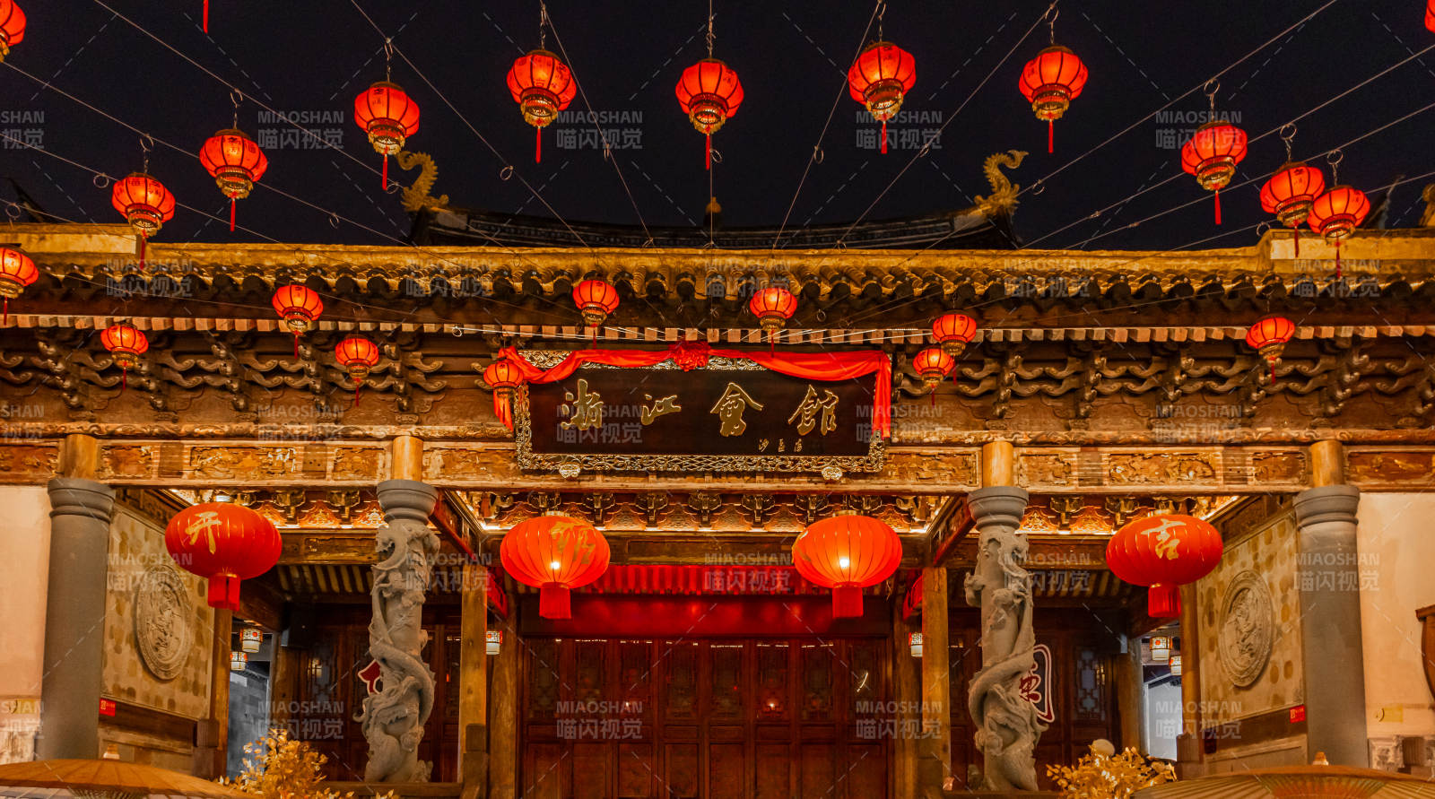 浙江会馆夜景灯笼装饰图片
