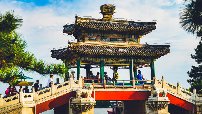 颐和园长廊古建筑风光图片