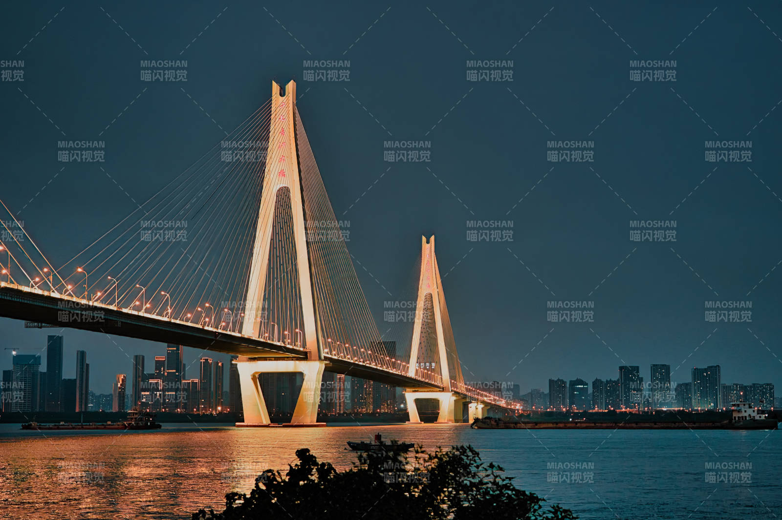 夜幕下武汉二七长江大桥图片