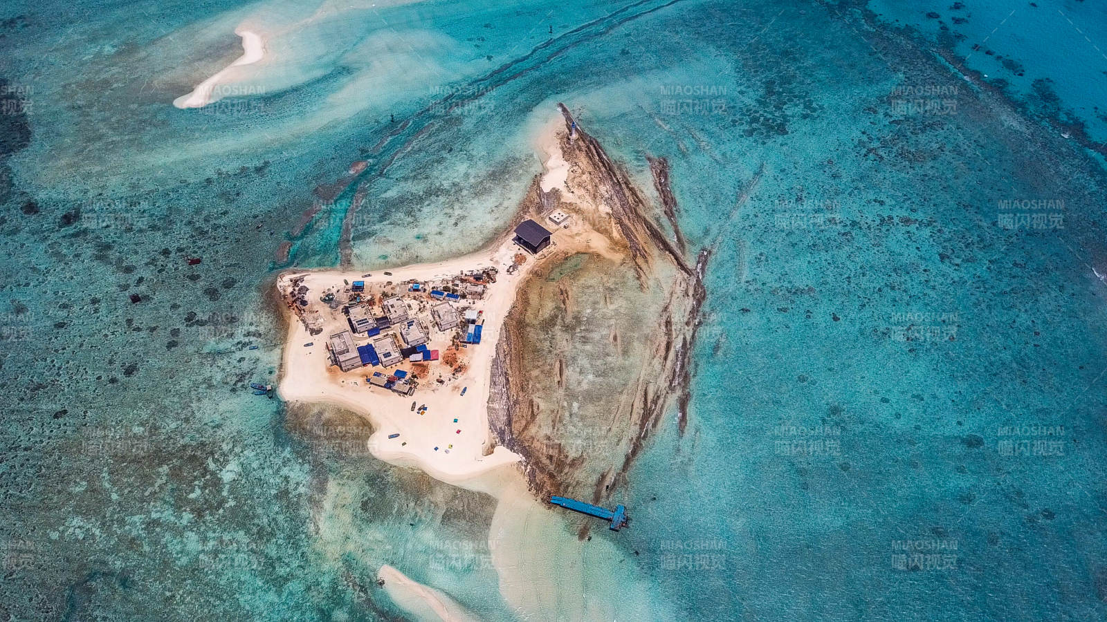 西沙群岛海岛建设航拍图图片