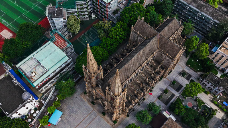 广州石室圣心大教堂俯拍 图片