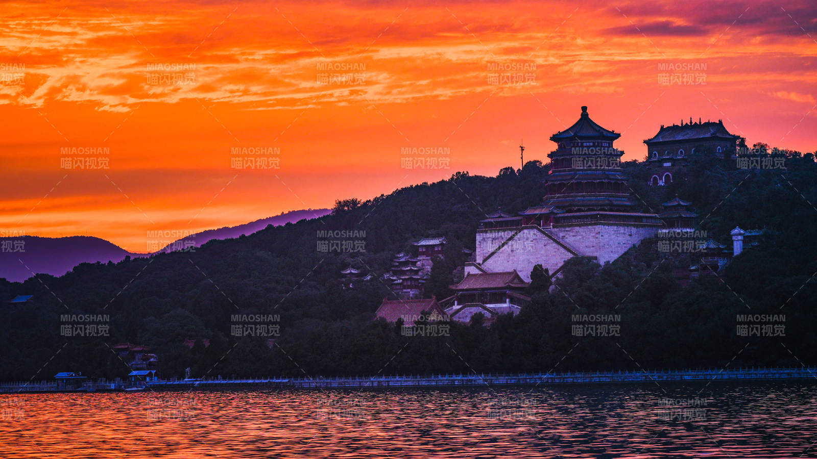 北京颐和园夕阳美景图片