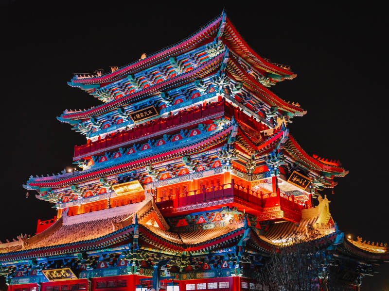 沧州南川楼夜景图片