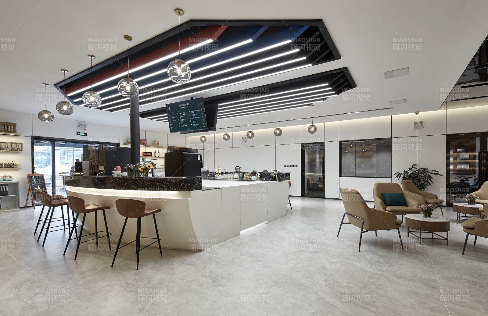 现代简约厨房与客厅设计图片