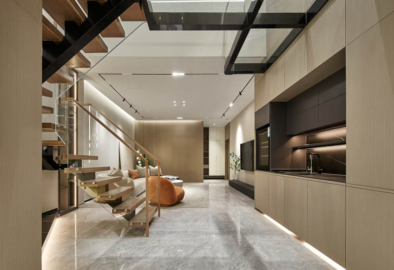 现代简约厨房与楼梯设计图片