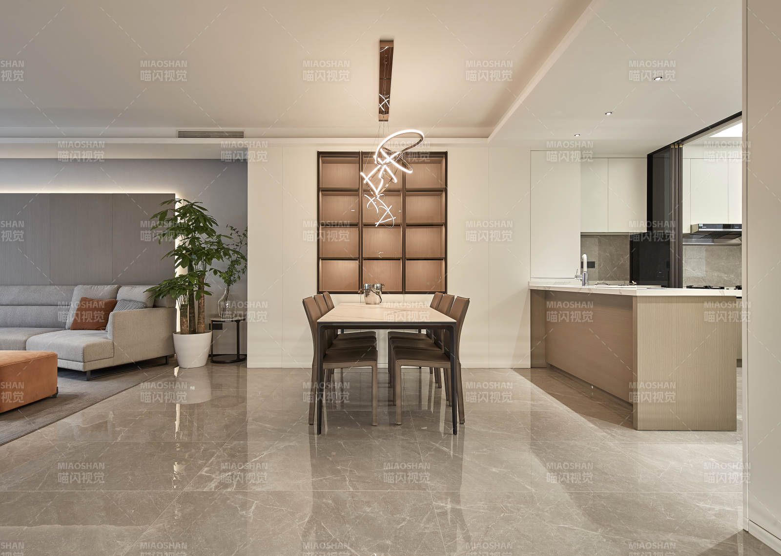现代简约客厅与餐厅设计图片