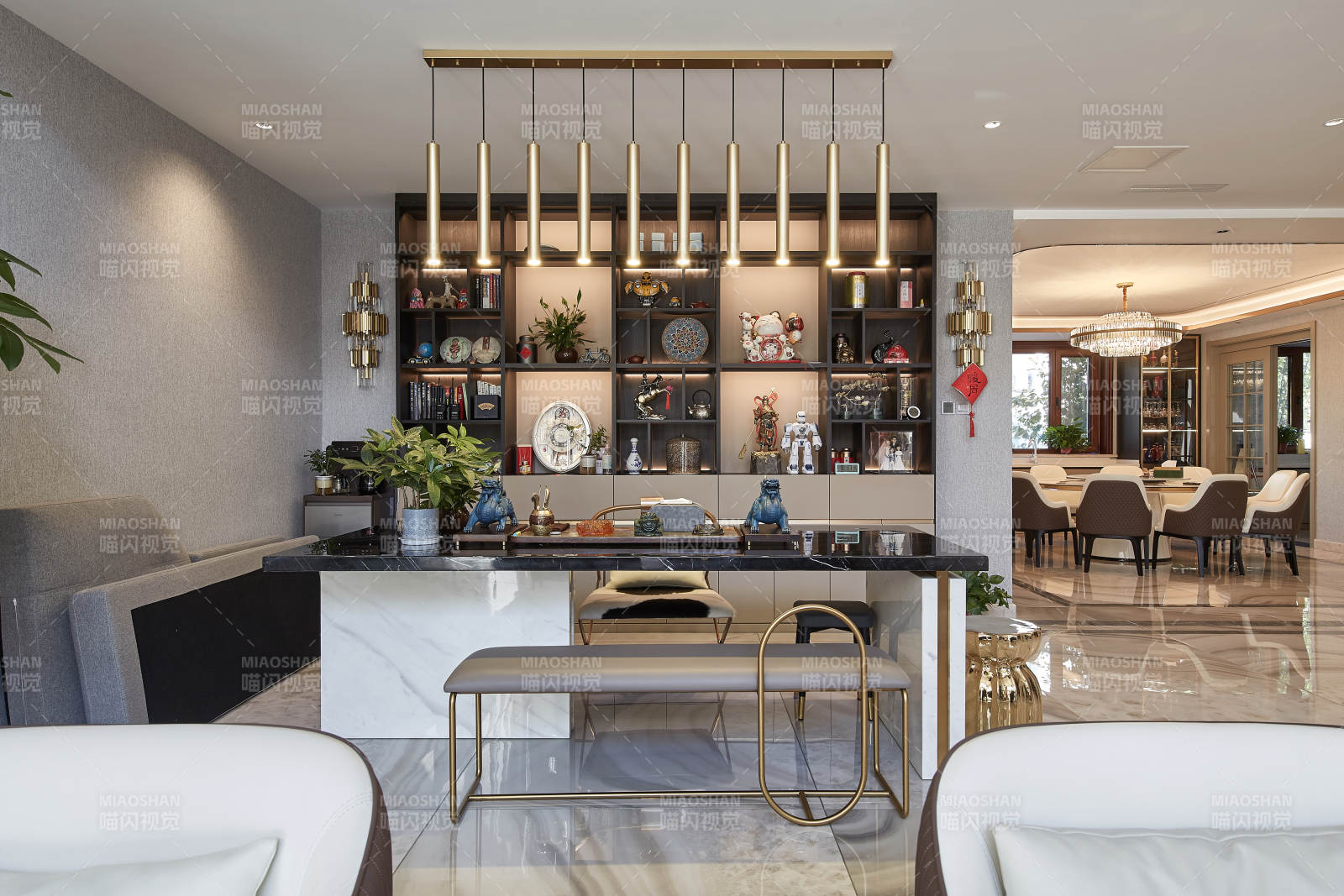 现代简约厨房与客厅设计图片