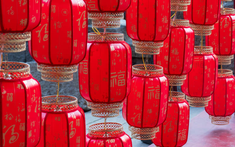 红灯笼迎新春福字装饰图片