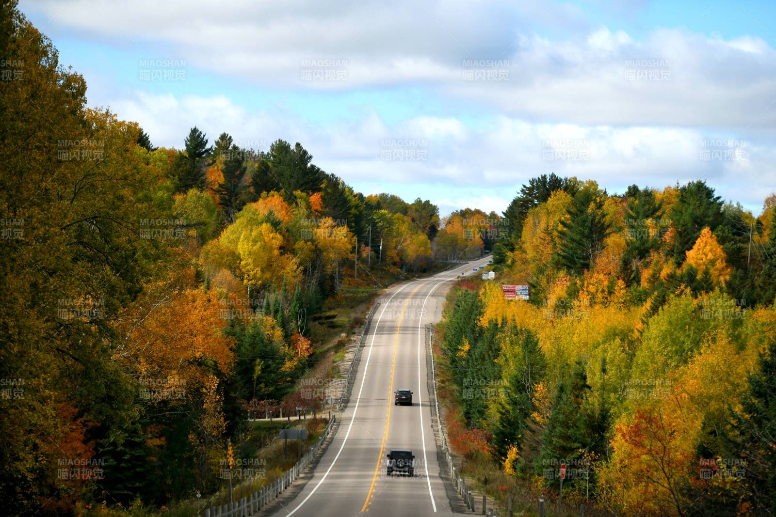 加拿大秋日林间公路风景图片