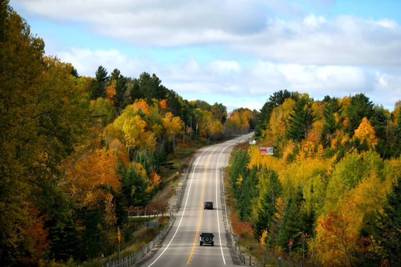 加拿大秋日林间公路风景图片