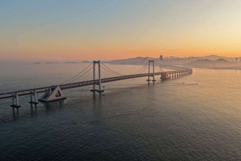 大连跨海大桥夕阳美景图片