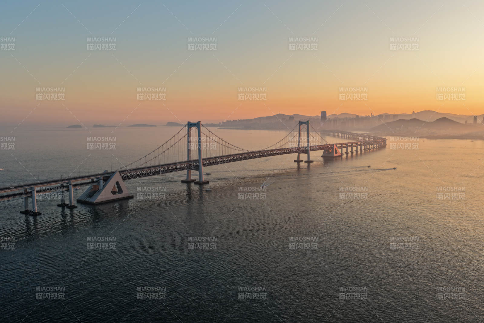 大连跨海大桥夕阳美景图片