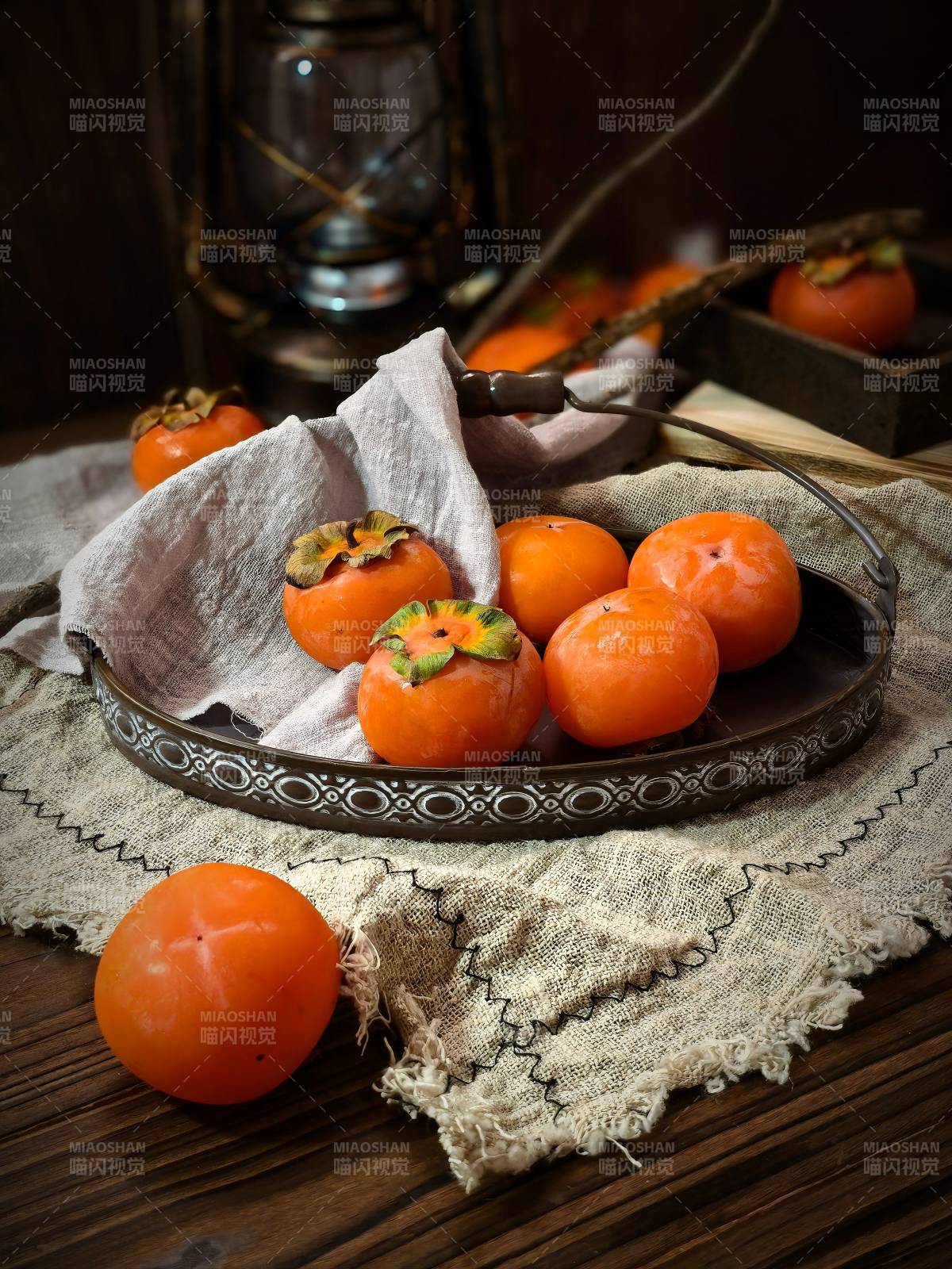 秋日柿子静物图图片