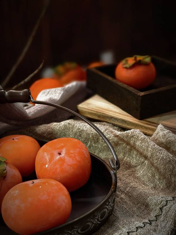 秋日柿子静物图图片