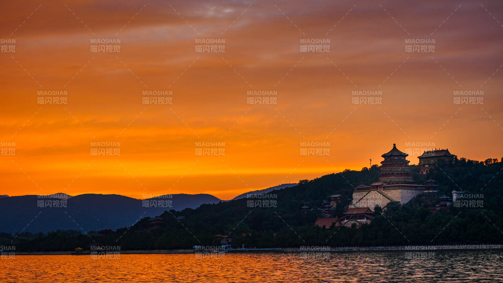 颐和园夕阳美景图片