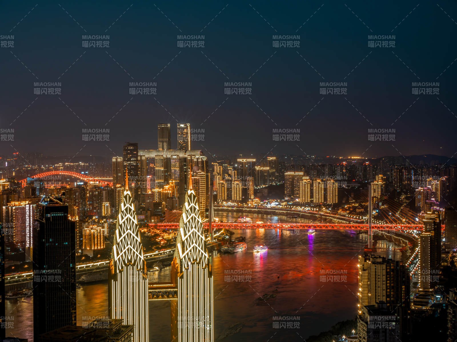 重庆夜景璀璨的城市风光图片