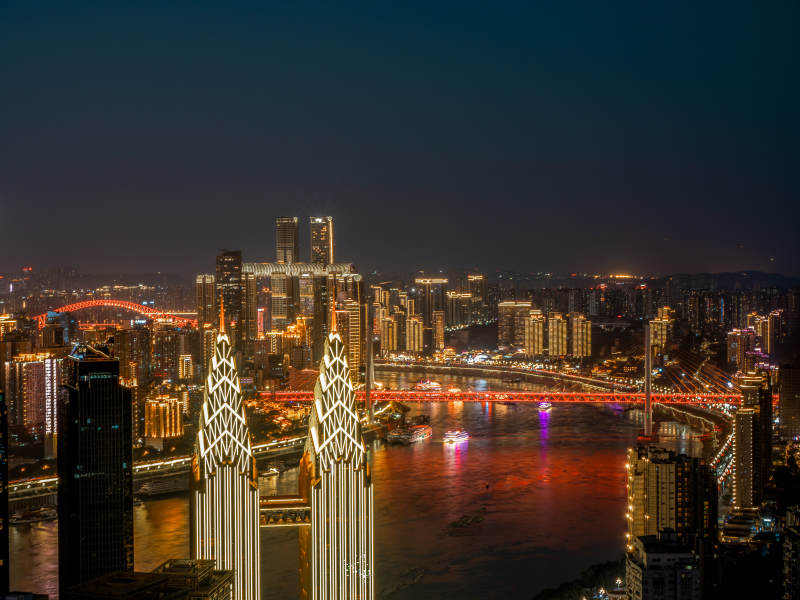 重庆夜景璀璨的城市风光图片