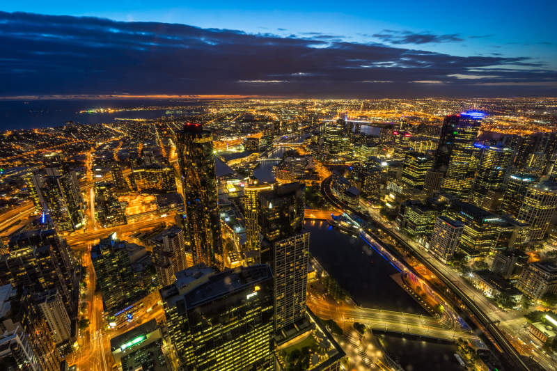 墨尔本尤里卡大厦城市夜景图片