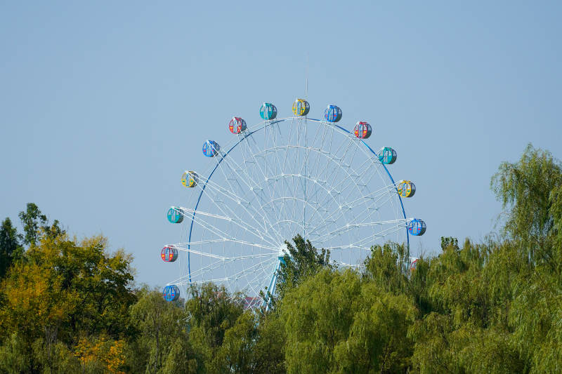 摩天轮与绿树相映成趣浐灞图片