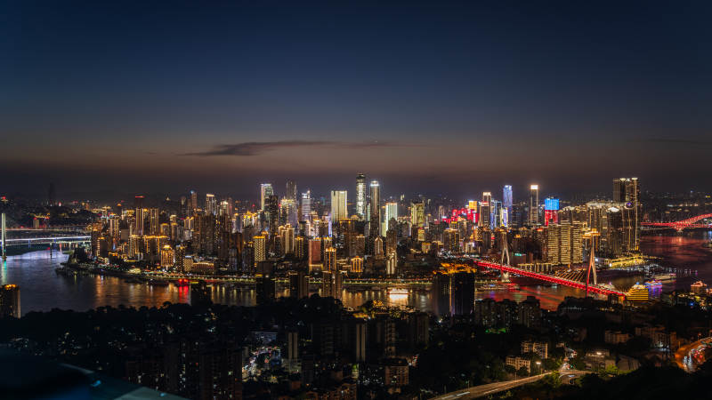 夜幕下的重庆灯火辉煌图片
