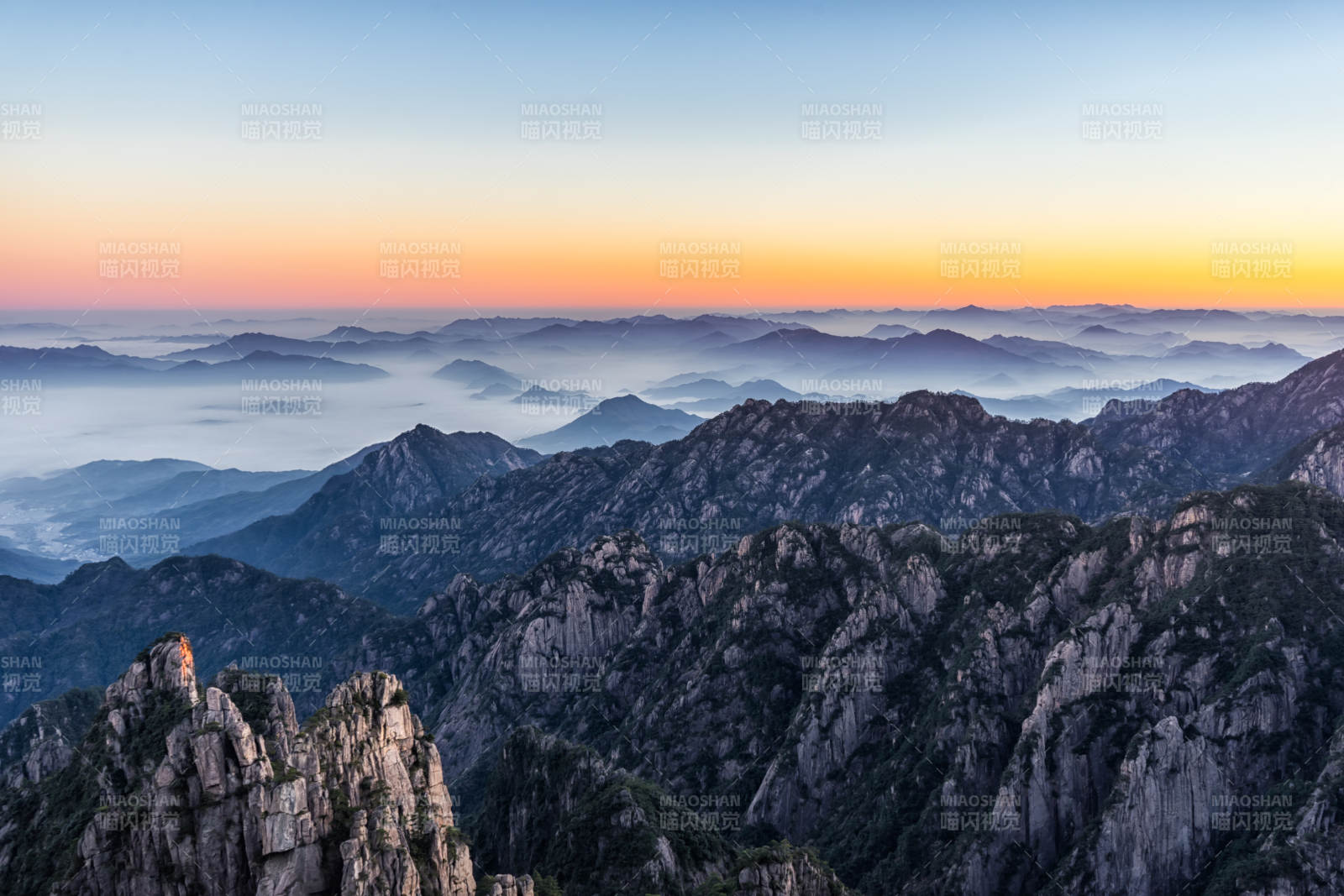黄山日出云海朝霞图片