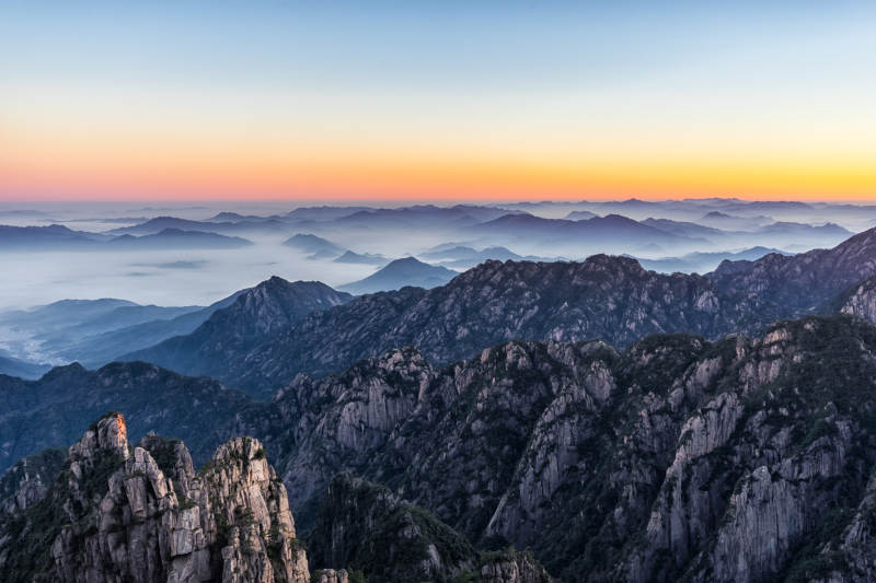 黄山日出云海朝霞图片