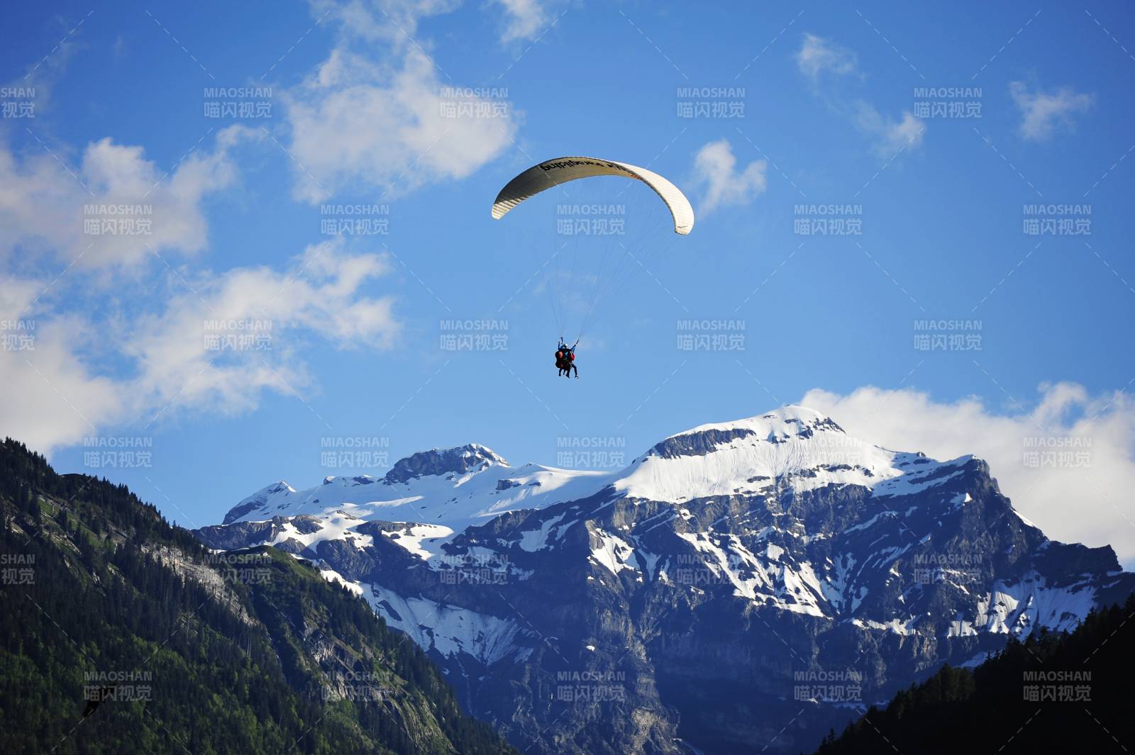 瑞士雪山上的滑翔伞之旅图片
