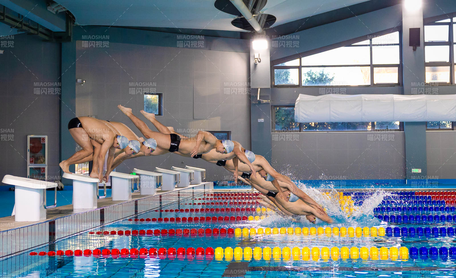 游泳比赛起跳瞬间图片